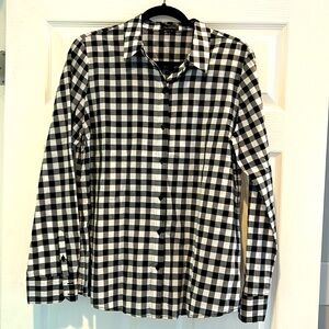 Limited Button Down Black and White Checkered Blouse - Size L